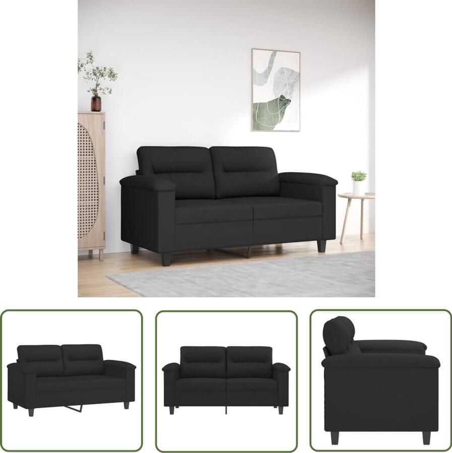 VidaXL Tweezitsbank 120 cm microvezelstof zwart Tweezitsbank Design Bank Zitzitting Lounge Bank Microvezel