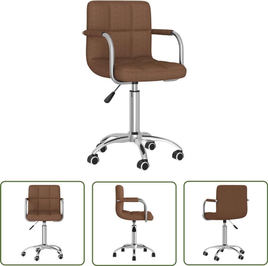 VidaXL Design Eetkamerstoel Draaibare Eetkamerstoel draaibaar stof bruin Eetkamerstoel Stof Bruine Eetkamerstoel Comfortabele Eetkamerstoel