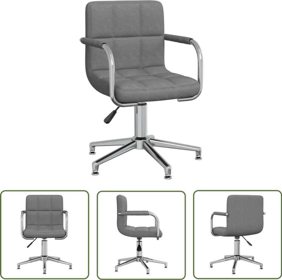 The Living Store Eetkamerstoel draaibaar stof lichtgrijs Draaibare Eetkamerstoel Design Eetkamerstoel Stof Eetkamerstoel Grijs Ergonomische Eetkamerstoel