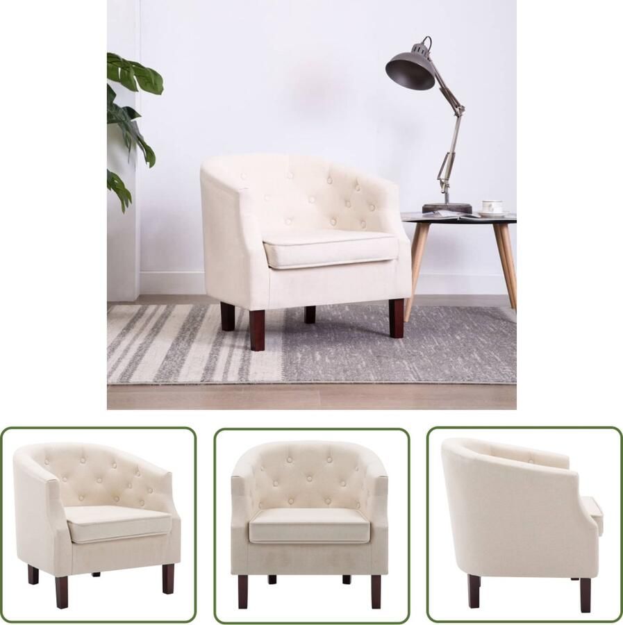 The Living Store Fauteuil Elegant Stoelen 65 x 64 x 65 cm Beige Polyester Elegante Fauteuil Design Fauteuil Lounge Fauteuil Leesfauteuil Comfortabele Fauteuil - Foto 2