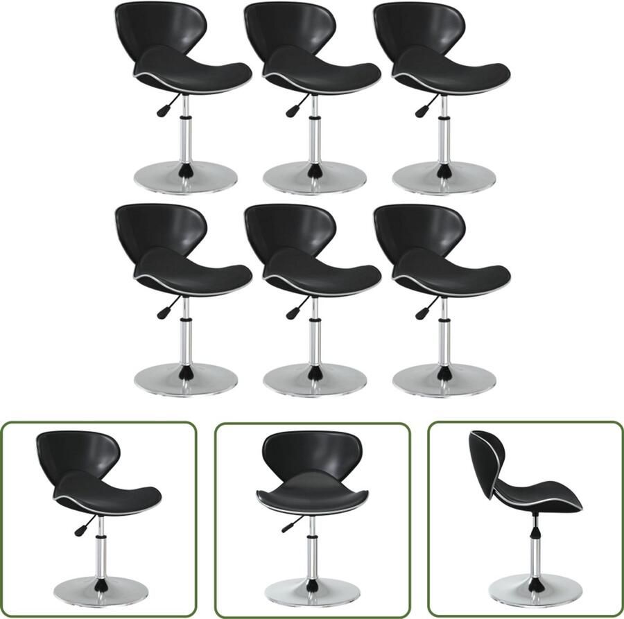 The Living Store Eetkamerstoelen 6 st kunstleer zwart Eettafel Stoelen Design Stoelen Zwarte Stoelen Kunstleder Stoelen Draaibare Stoelen