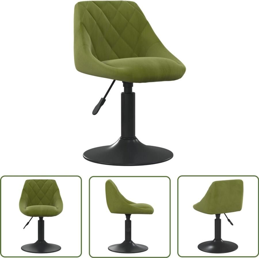 The Living Store Eetkamerstoel fluweel lichtgroen Eettafelstoel Designstoel Fluweelstoel Verstelbare Stoel Draaibare Stoel