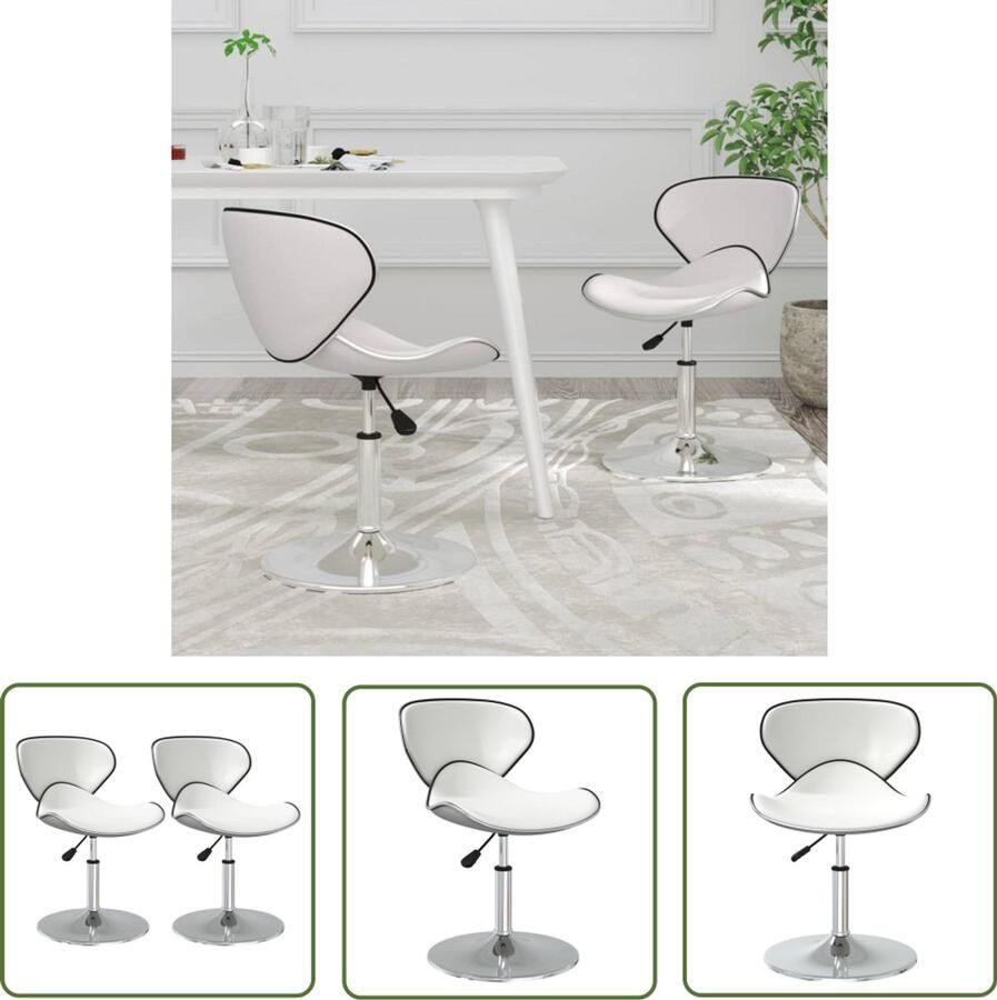 The Living Store Eetkamerstoelen 2 st kunstleer wit Eettafelstoel Designstoel Kunstleder Stoel Witte Stoel Barstoel