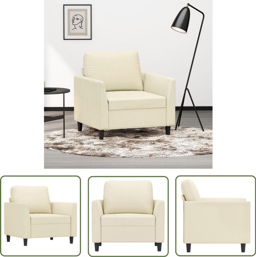 The Living Store Fauteuil 60 cm kunstleer crèmekleurig Fauteuil Designstoel Lounge Stoel Creme Kleur Kunstleder Bank