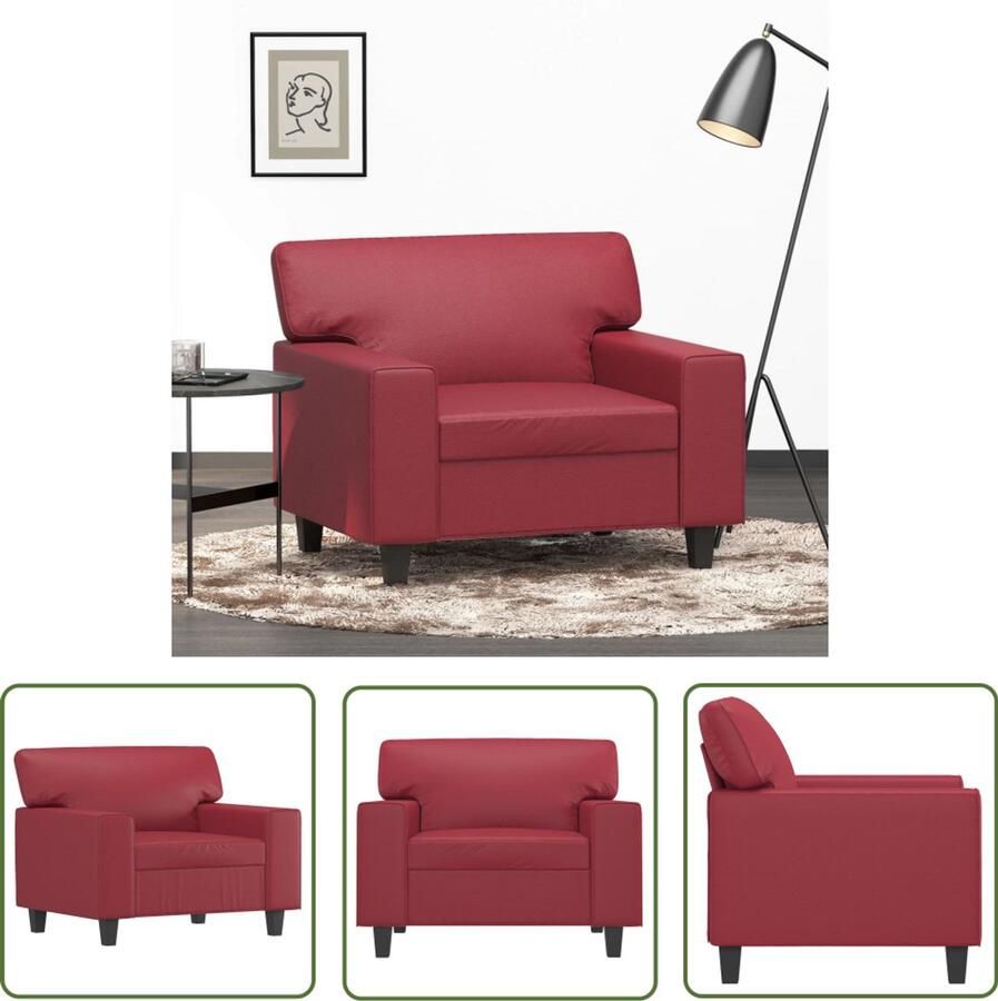VidaXL Fauteuil 60 cm kunstleer wijnrood Fauteuil Designstoel Lounge Stoel Rode Fauteuil Kunstlederen Fauteuil