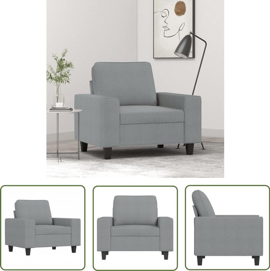VidaXL Fauteuil 60 cm stof lichtgrijs Fauteuil Designstoel Lounge Stoel Grijs Velours