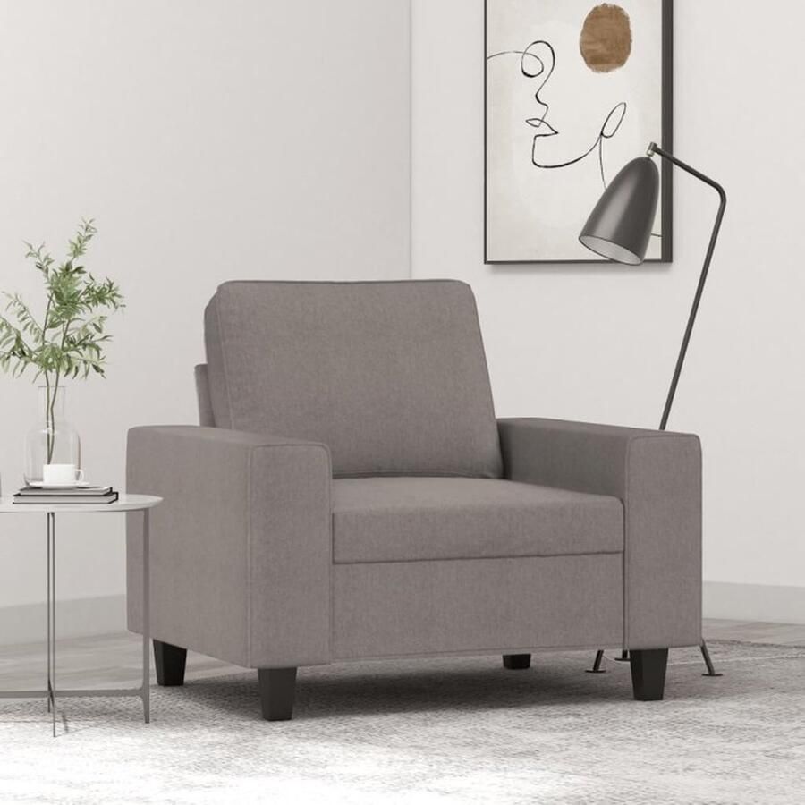 The Living Store Fauteuil 60 cm stof taupe Fauteuil Lounge Stoel Designstoel Moderne Fauteuil Fauteuils Taupe
