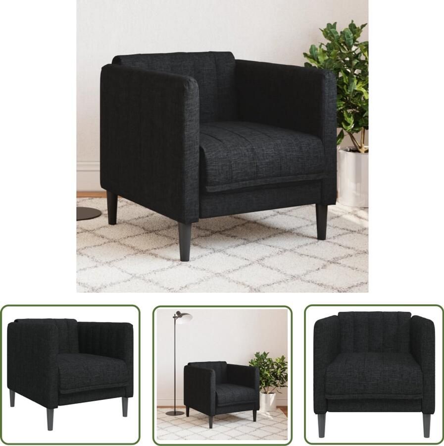 VidaXL Fauteuil Stof Zwart Comfortabel Design Fauteuil Fauteuils Relaxfauteuil Leunstoel - Foto 2