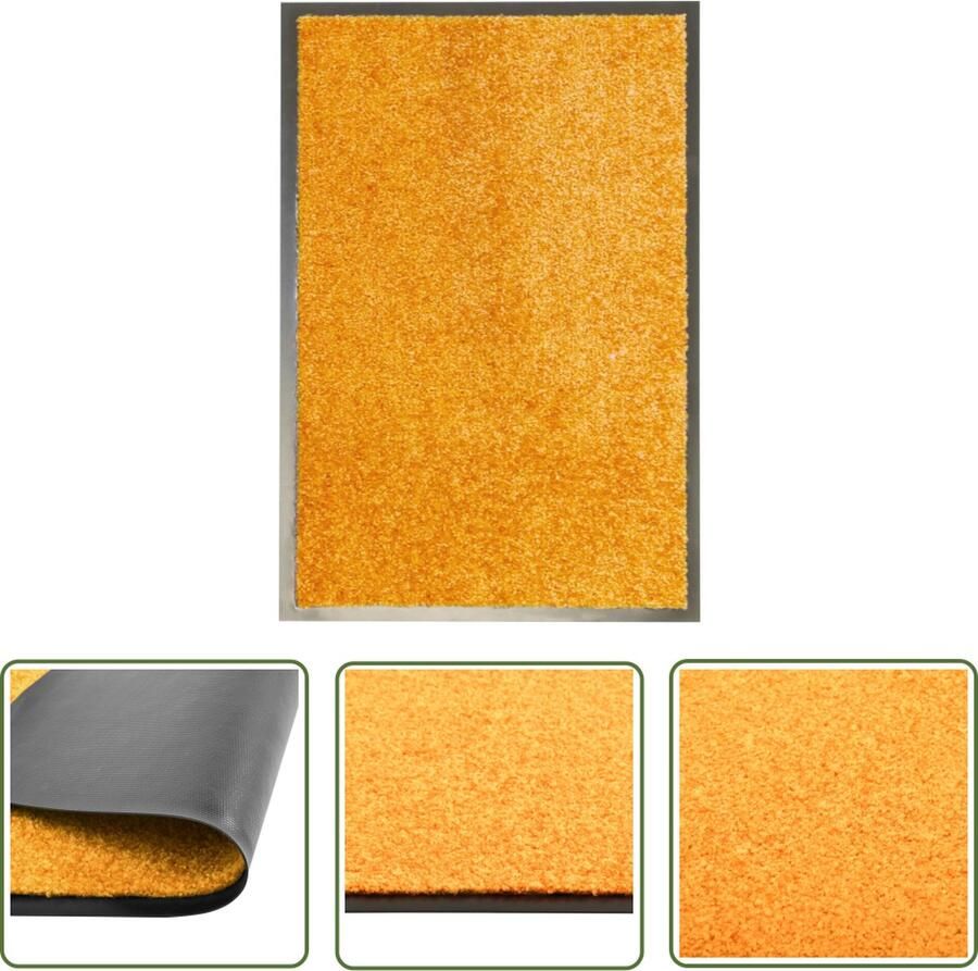 The Living Store Deurmat wasbaar 40x60 cm oranje Deurkast Deurmat Vloerkleden Binnenmat Buitenmat