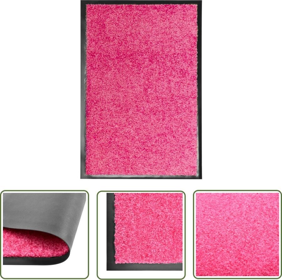 The Living Store Deurmat wasbaar 40x60 cm roze Deurkast Deurmat Vloerkleden Binnenmat Buitenmat