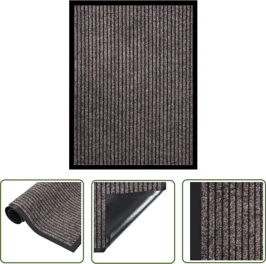 The Living Store Deurmat Gestreept Beige 60 x 80 cm 100% PP en vinyl Deurklink Deurmat Halmat Interieurdecoratie Vloerkleden