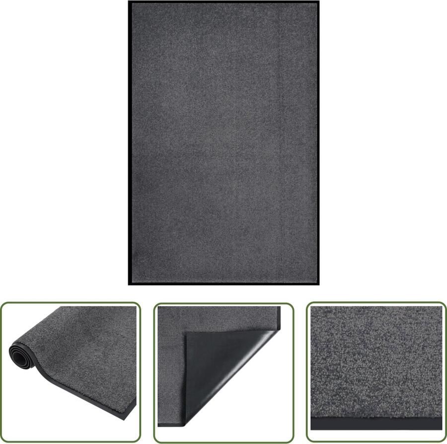 The Living Store Deurmat 80 x 120 cm Antraciet 100% polypropyleen Deurklink Deurmat Halmat Ingangskussen Vloerkleden