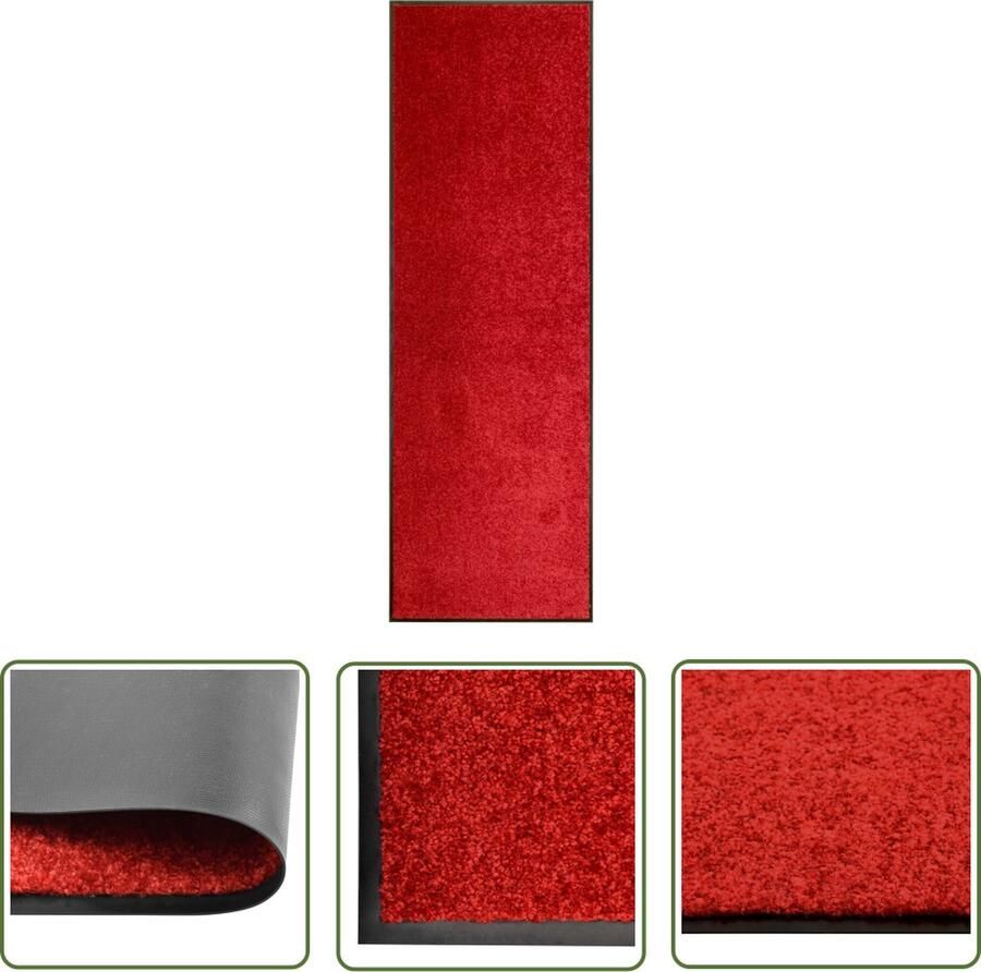 The Living Store Deurmat wasbaar 60x180 cm rood Deurklink Deurmat Vloerkleden Interieurdecoratie Stoffen Deurmat