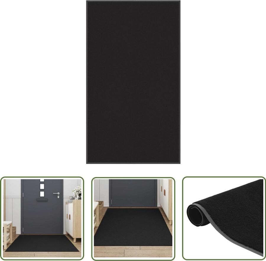 The Living Store Deurmat 115x200 cm zwart Doorklapmat Deurmat Vloerkleed Halmat Anti Slip