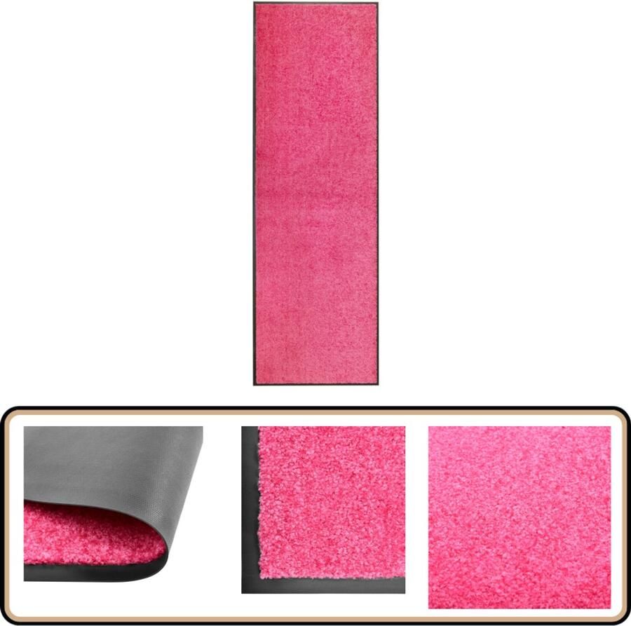 VidaXL Deurmat Wasbaar 60x180 cm Roze Deurkmat Binnenmat Buitenmat Entree Mat Vloerkleden