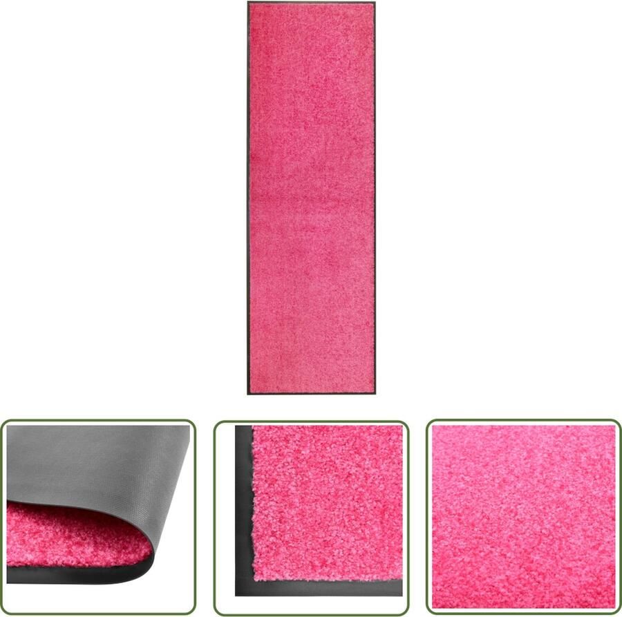 The Living Store Deurmat wasbaar 60x180 cm roze Deurkmat Deurmatten Binnenmat Buitenmat Vloerkleden
