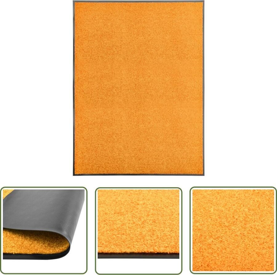 The Living Store Deurmat wasbaar 90x120 cm oranje Deurkmat Deurmatten Vloerkleden Antislip Mat Binnenmat