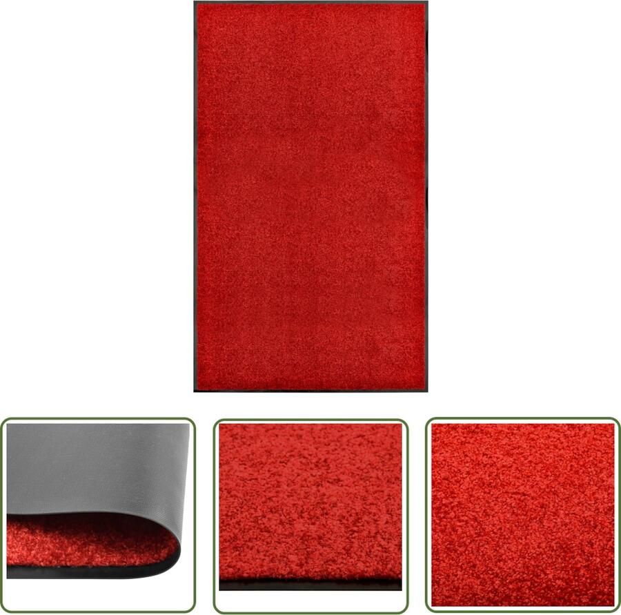 The Living Store Deurmat wasbaar 90x150 cm rood Deurkmat Deurmatten Vloerkleden Interieurdecoratie Huis Decoratie