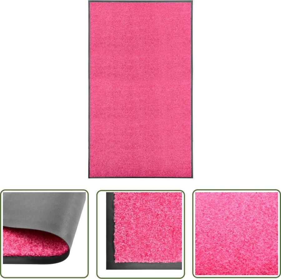 The Living Store Deurmat Binnen buitenmat 150 x 90 cm Roze Polyamide Anti-slip PVC Deurkmat Deurmatten Vloerkleden Binnenmat Buitenmat