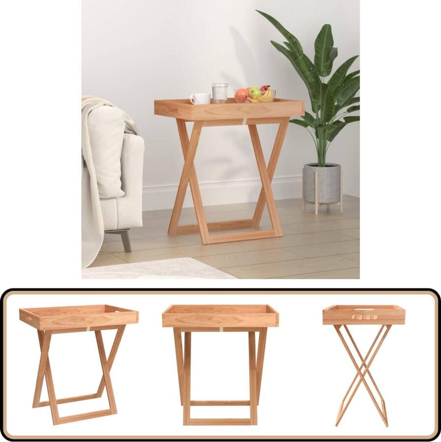 VidaXL Dienbladtafel Inklapbaar 52x36x56 5 cm Walnotenhout Dienbladtafel Salontafel Klaptafel Walnoten Hout Vintage