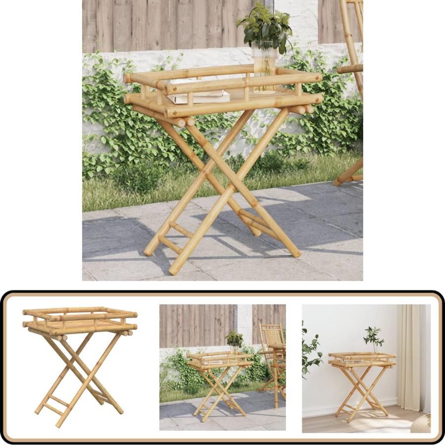 VidaXL Dienbladtafel Inklapbaar Bamboe 60x40x68 cm Bamboetafel Dienbladtafel Buitentafel Klaptafeltje Salontafel