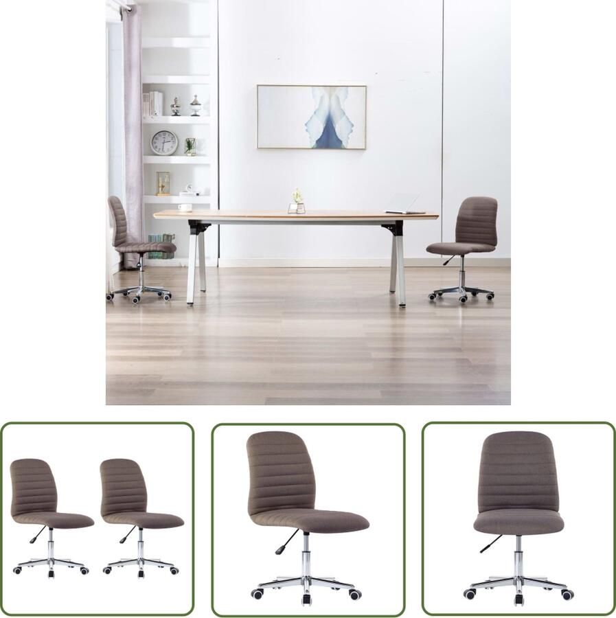 The Living Store Eetkamerstoel Verstelbaar Populierenhout 56 x 43 x 84-94 cm Taupe Eetkamerstoel Dining Chair Adjustable Stool Stoffen Stoel Houten Stoel - Foto 2