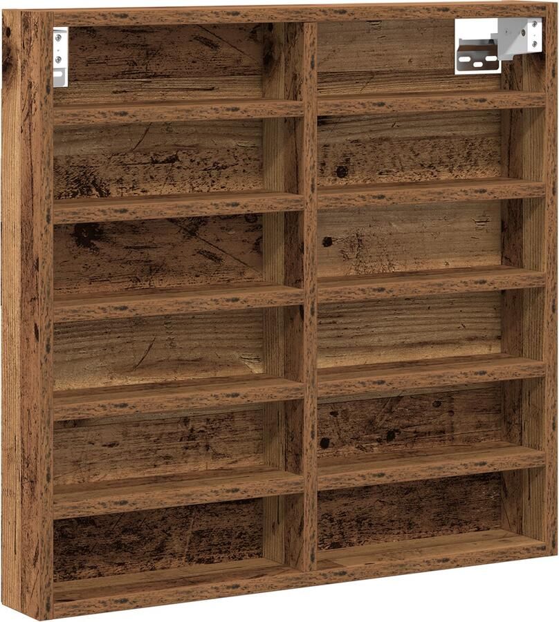 VidaXL Vitrine Kast Oude Hout Massief Hout 60 x 8.5 x 58 cm Wandplanken