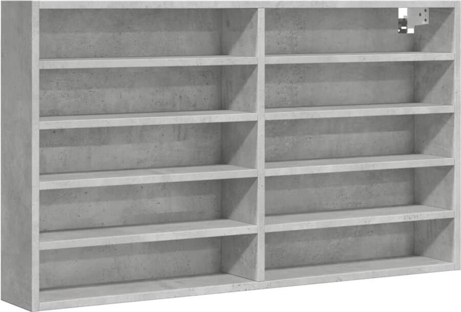 VidaXL Vitrinekast 100x15x58 cm bewerkt hout betongrijs Vitrinekast Vitrinekasten Vitrine Display Kast