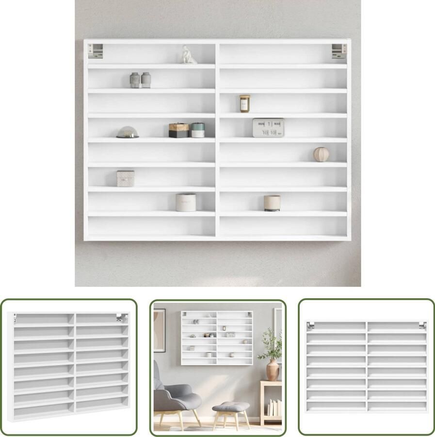 VidaXL Vitrinekast 100x8 5x75 cm bewerkt hout wit Vitrinekast Displaykast Houten Kast Witte Kast Woonkamer Meubels