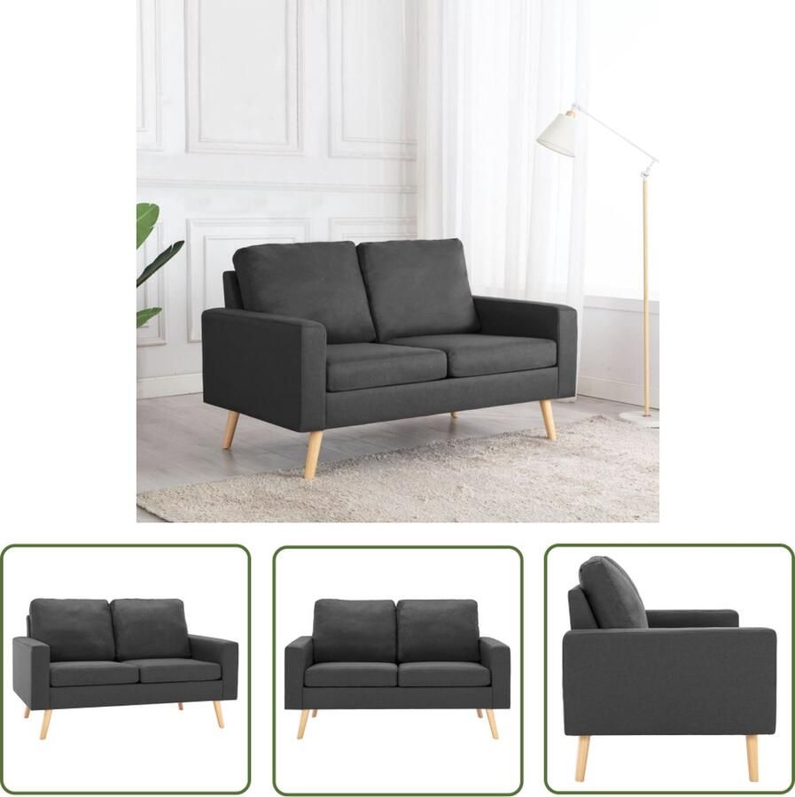 The Living Store Tweezitsbank Zitmeubel Donkergrijs 130 x 76 x 82.5 cm Zacht stoffig Comfort Houten frame Tweezitsbank Donker Grijs Bank Banks Kopen Stoffen Bank Lounge Meubels - Foto 2