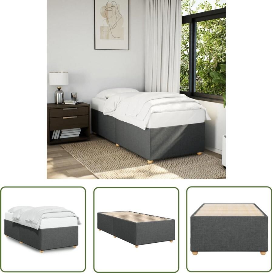 VidaXL Donker Grijs Bed Frame Bedframe zonder matras 80x200 cm stof donkergrijs Tweepersoons Bed Stoffen Bed Minimalistisch Bed