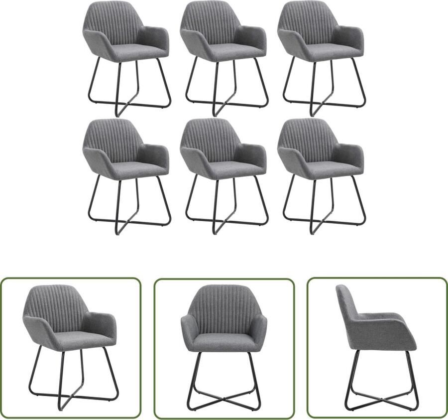 The Living Store Eetstoel Donkergrijs Set van 4 61 x 61 x 84 cm Stof en Gepoedercoat Staal Eetkamerstoelen Donkere Meubels Design Stoelen Comfortabele Stoelen Grijze Stoelen - Foto 3