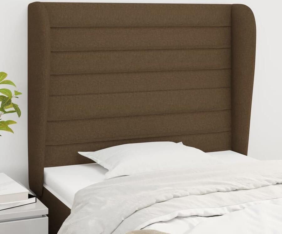 VidaXL Hoofdbord 103x23x118 128 cm Stof Donkerbruin Hoofd Bord Hoofdeinde Bed Accessoires Klassiek Hoofdbord Donkere Kleuren Stoffen Hoofdbord Rustieke Meubels - Foto 2