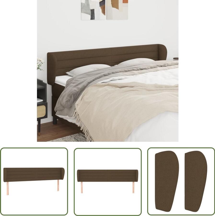 VidaXL Donkerbruin Hoofdbord met randen 183x23x78 88 cm Hoofd Bord Hoofdkussen Bedkleden Bedroom Decor Slaap Accessoires