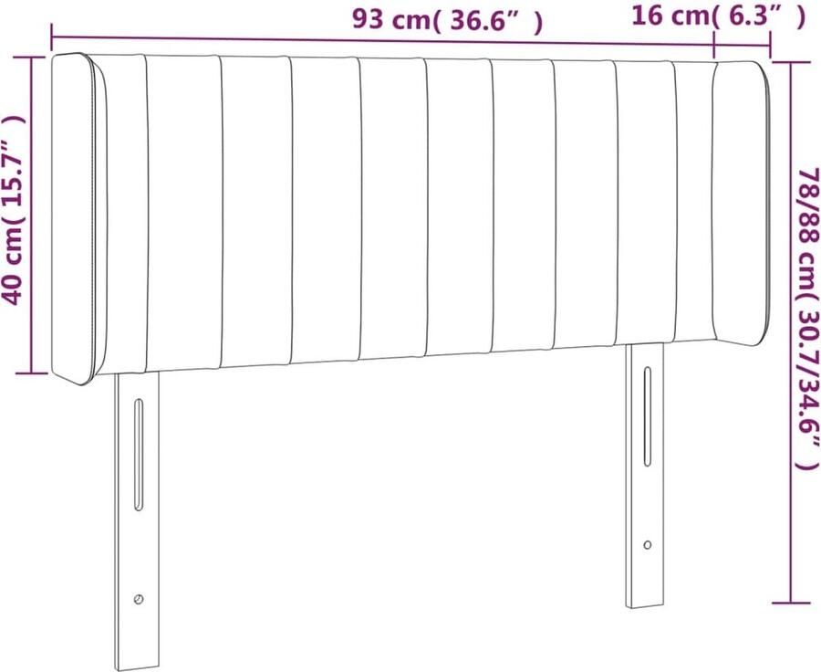 The Living Store Hoofdbord met randen 93x16x78 88 cm stof donkerbruin Hoofd Bord Hoofdeinde Beddecoratie Donkere Meubels Stoffen Hoofdborden - Foto 2