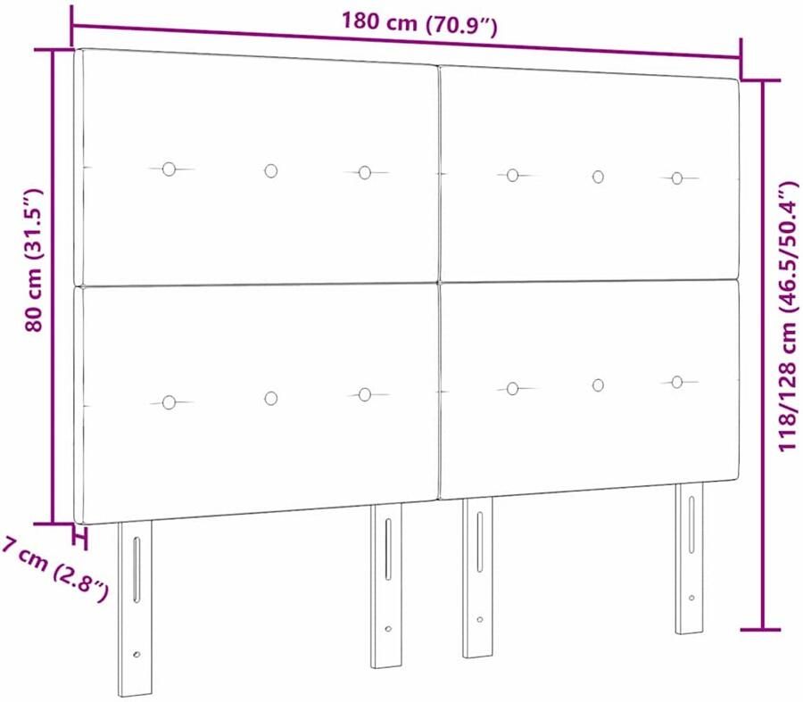 VidaXL Hoofdbord met LED -striplichten Verstelbaar Blauw 90 cm Fluweel - Foto 2