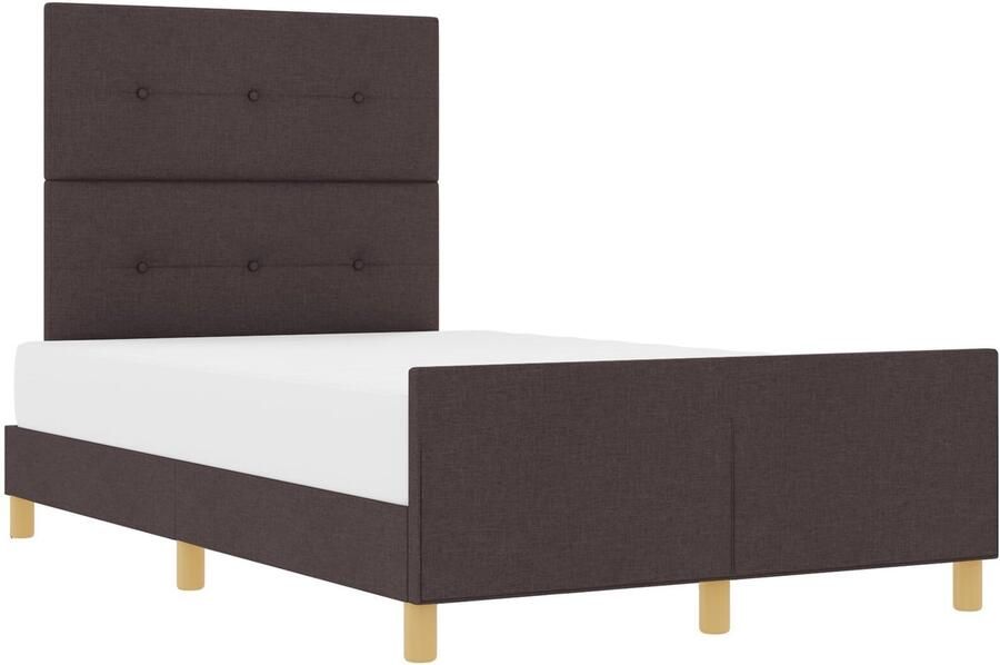 VidaXL Bedframe met hoofdeinde Donkerbruin 120 x 200 cm Stof - Foto 2
