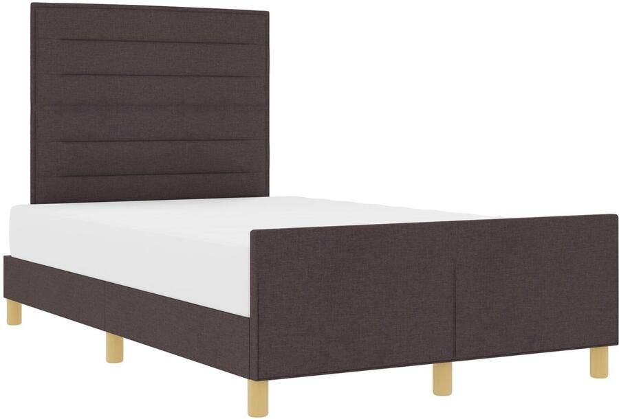 VidaXL Bedframe met hoofdeinde Donkerbruin 160 x 200 cm Stof - Foto 2