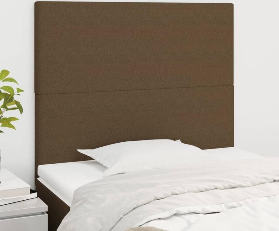 VidaXL Hoofdborden 2 st 90x5x78 88 cm Stof Donkerbruin Hoofd Bord Hoofdborden Beddecoratie Slaapkamers Bruine Meubels Textiel Meubel Comfortabel Hoofdboard - Foto 2