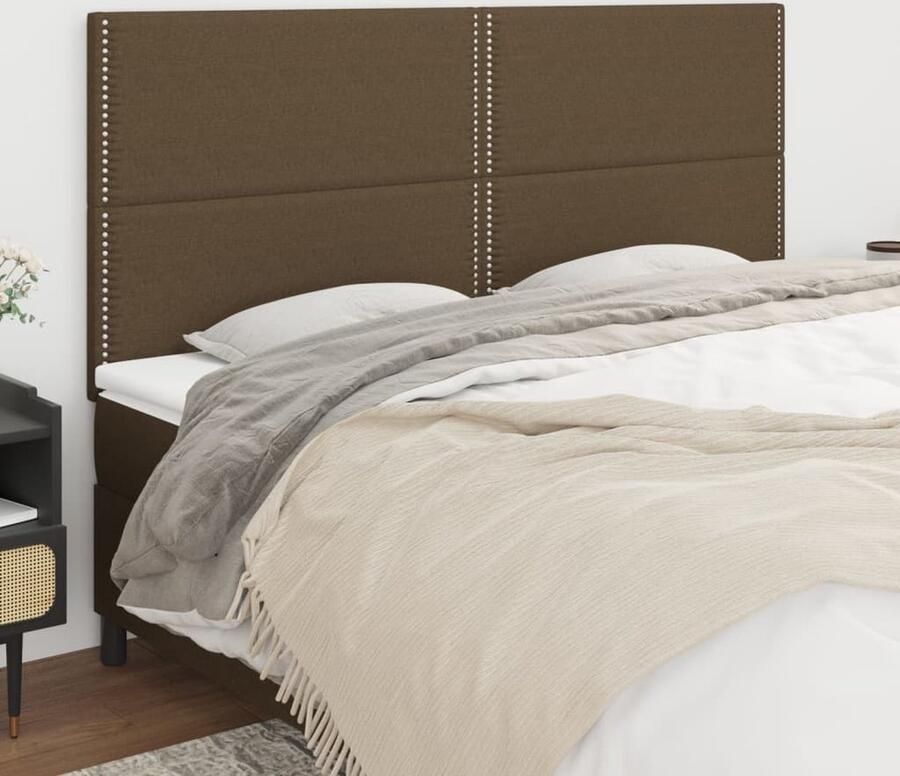 VidaXL Hoofdborden Stof Donkerbruin 4 stuks Hoofd Bord Hoofdkussen Bedkleden Bedroom Decor Slaap Accessoires Stoffen Hoofdbord Donkere Kleuren - Foto 2