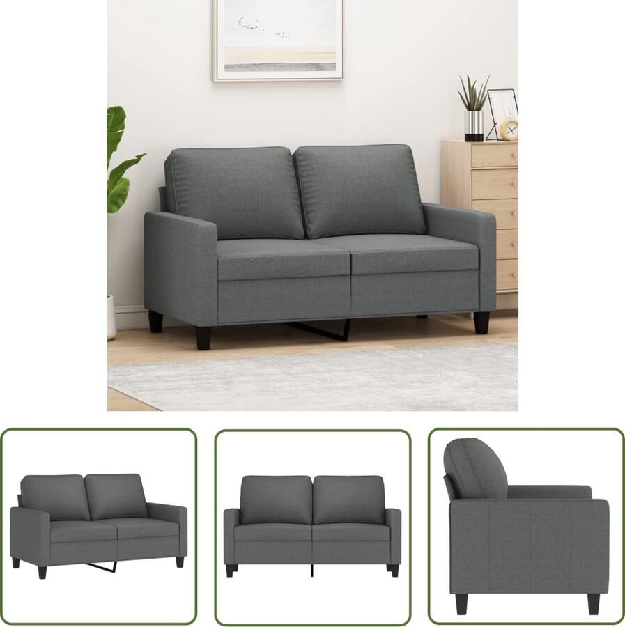 The Living Store 2-zitsbank Donkergrijs 138 x 77 x 80 cm Duurzame stof Tweezitsbank Donkere Bank Bankstellen Woonkamer Meubels Stoffen Bank - Foto 2