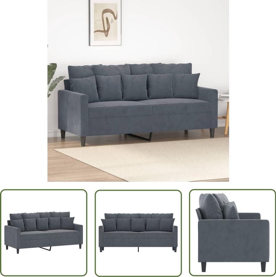 The Living Store Tweezitsbank 140 cm fluweel donkergrijs Tweezitsbank Donkere Bank Velours Bank Salontafel Woonkamer Meubilair
