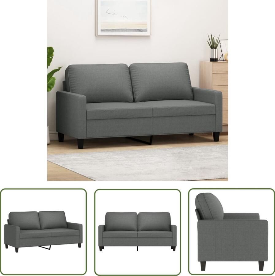 The Living Store 2-zitsbank Donkergrijs 158 x 77 x 80 cm Duurzame stof Stevig frame Comfortabele zitervaring Tweezitsbank Donkere Bank Bankstellen Lounge Meubilair Stoffen Bank