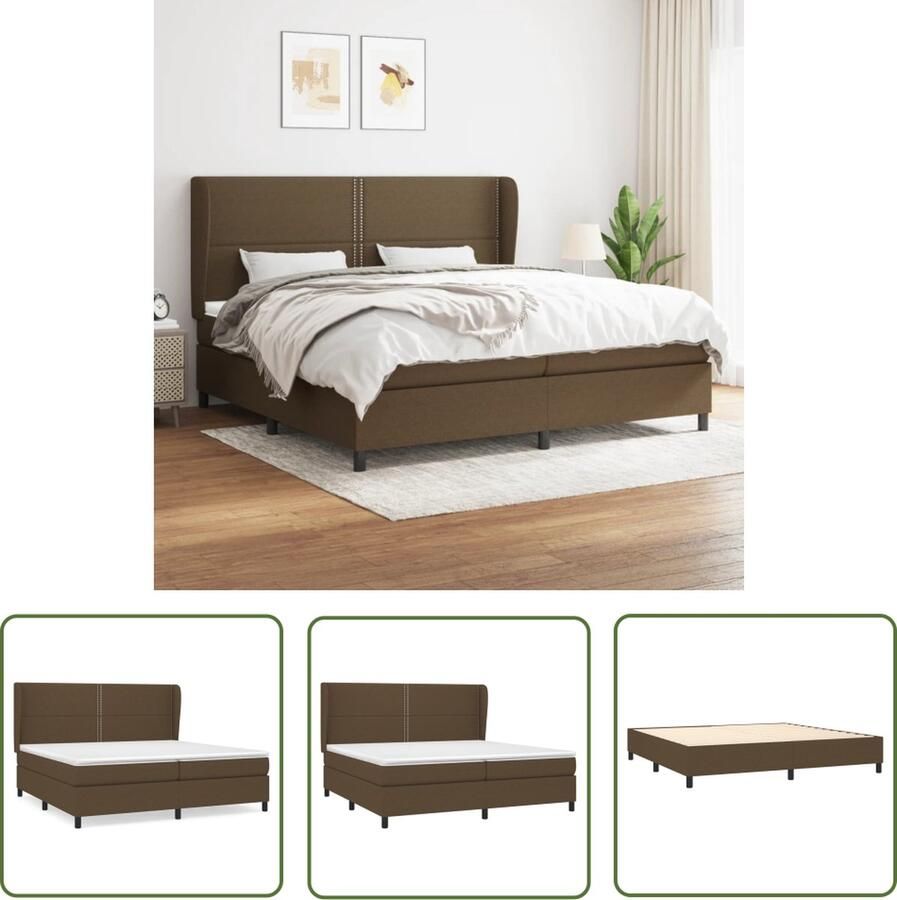 The Living Store Boxspringbed Donkerbruin 203x203x118 128 cm Pocketvering Matras Middelharde Ondersteuning Huidvriendelijk Topmatras Boxspringbed Donkere Bruine Boxspring Slaapcomfort Boxspring Kopen Tweepersoons Bed