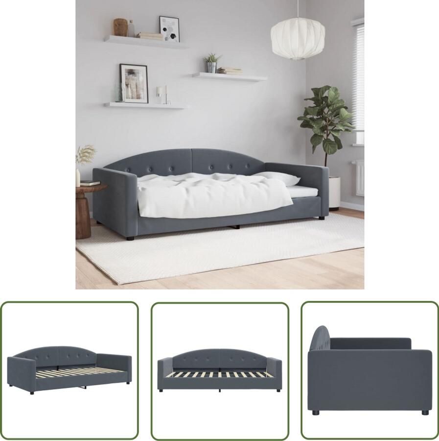 VidaXL Donkere Grijze Slaapbank 100x200 cm fluweel donkergrijs Tweepersoons Slaapbank Multifunctionele Bank Lounge Bank