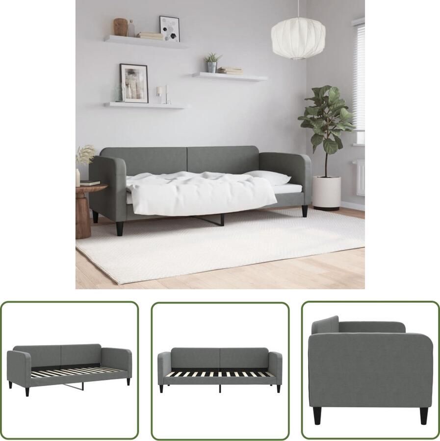 The Living Store Slaapbank 80x200 cm stof donkergrijs Slaapbank Donkere Grijze Sofa Multifunctioneel Meubilair Logeerbed Stoffen Bank
