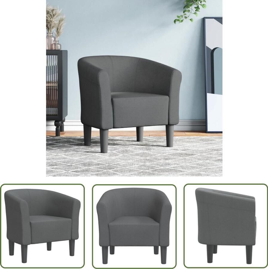 The Living Store Kuipstoel stof donkergrijs Moderne Kuipstoel Fauteuils Donkere Kleuren Woonkamer Decoratie Relaxfauteuil