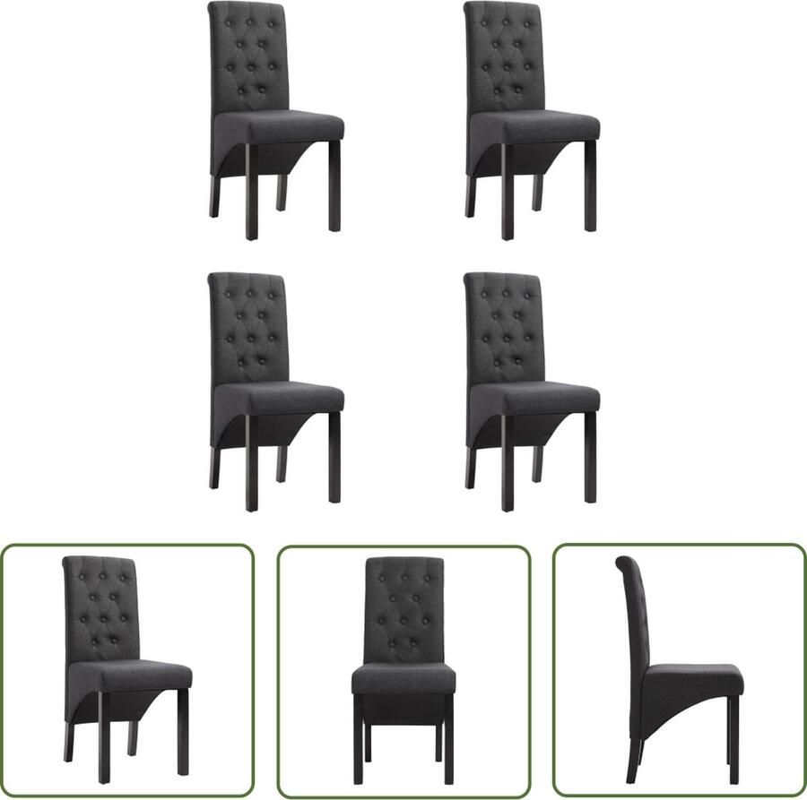 The Living Store Eetkamerstoelen Keukenstoelen 42x57x95cm Donkergrijs Eetkamerstoelen Donkere Grijze Stoelen Moderne Stoelen Comfortabele Stoelen Salonstoelen - Foto 2