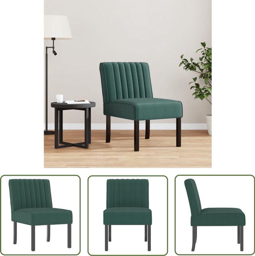 The Living Store Stoel fluweel donkergroen Comfortabele Stoel Fluweel Stoel Donkere Stoel Eetkamerstoelen Salontafel