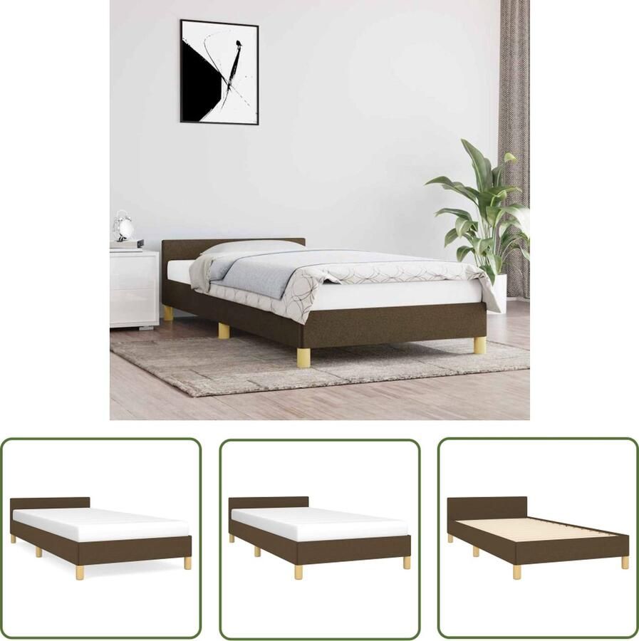 The Living Store Bedframe donkerbruin 203 x 83 x 50 cm Duurzaam materiaal Ondersteunende poten Multiplex lattenbodem Geen matras inbegrepen Bedframe Donkere Houten Meubels Tweepersoons Bed Boxspring Bed Hoofdeinde Bed